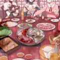 机の下で足コキ
