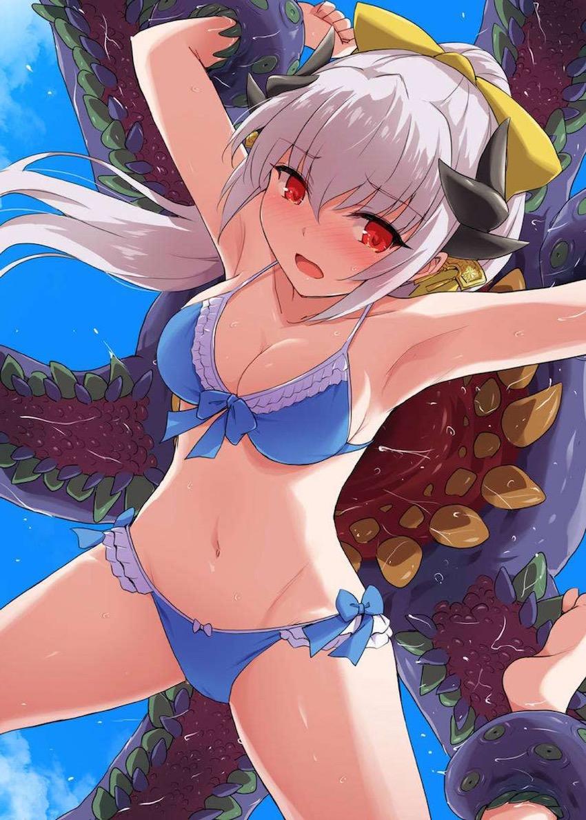 触手モンスターに捕らえられてしまった清姫はイボイボ吸盤で全身を責められイッてしまう！下半身を丸呑みされ触手ペニスで生中出し！