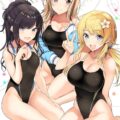 美少女JK1アイドル3人とハーレム4Pセックス！競泳水着着たままずらしハメでアイドルまんこに生中出し！