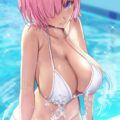 プールサイドで巨乳マシュちゃんと立ちバック！