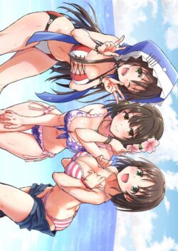 ビキニ姿の原田美世・姫川友紀・鷹富士茄子の3人それぞれと海でイチャラブ中出しセックス3連発！